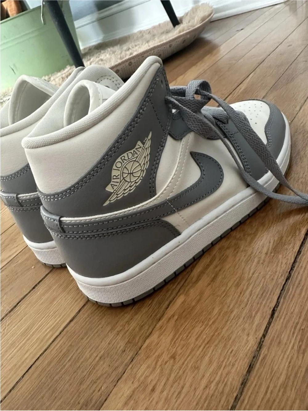 Nike Air Jordan Women's Mid-Top Sneakers in Gray and White
